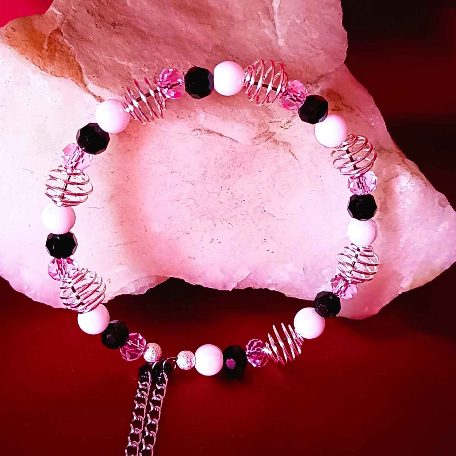 Kristalle, Perlen und Federn ・ ARMBAND