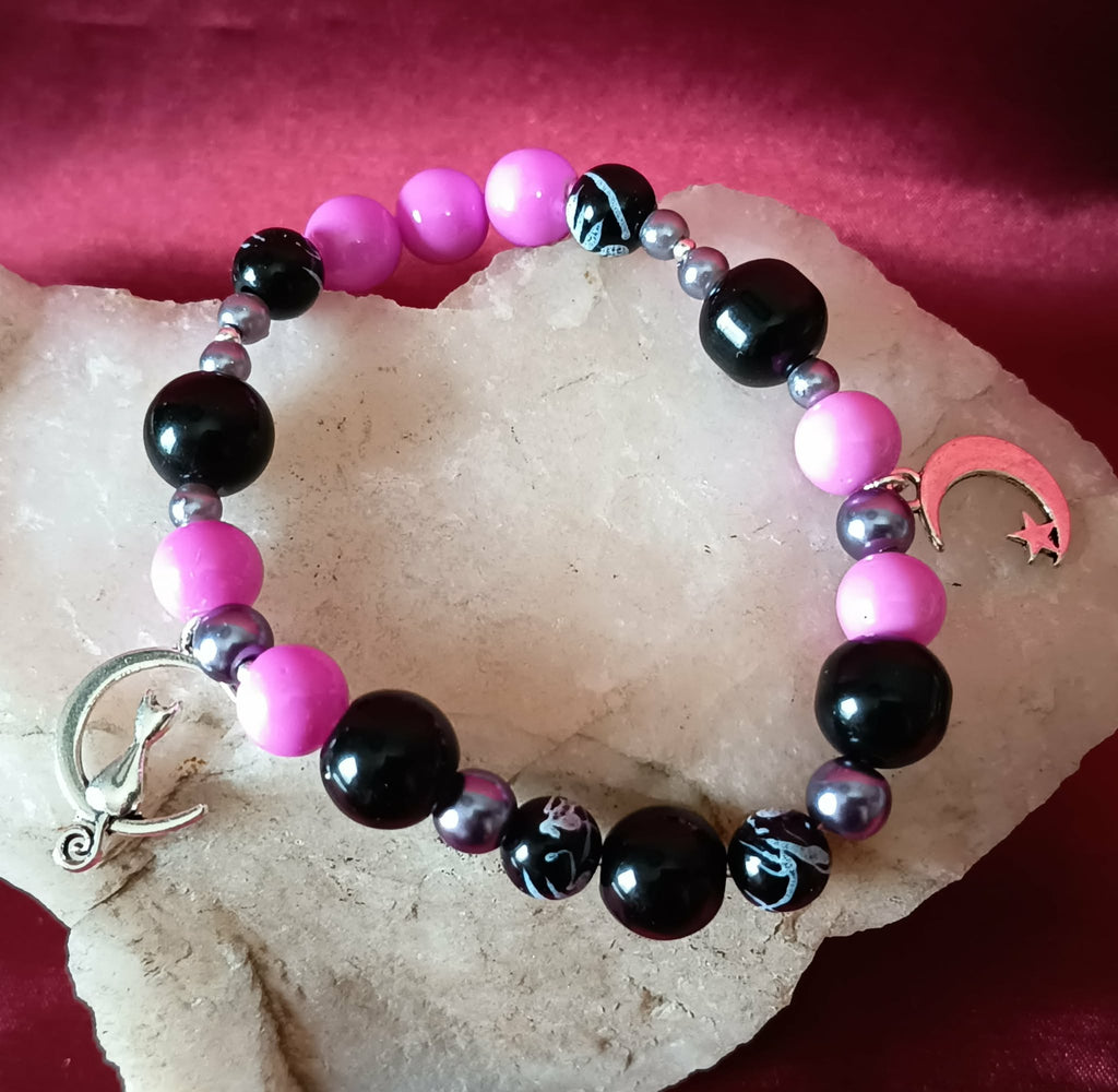 Schwarzer pinkfarbener Ball • ARMBAND