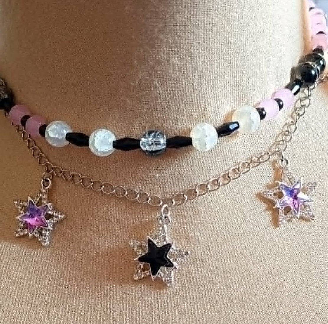 Celestial Star Choker – Einzigartige Pastell Goth Halskette